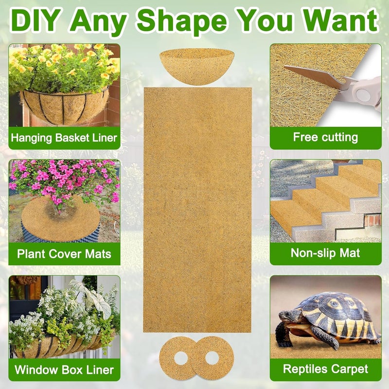 Dovesail Coco Liner Roll 24x80 Inch, Natural Coconut Liners for Planter Flower Basket, Thick Coco Fiber Mat for Hanging Basket, Garden Decoration, Animal Pet Pads, Reptile Carpet - Image 3